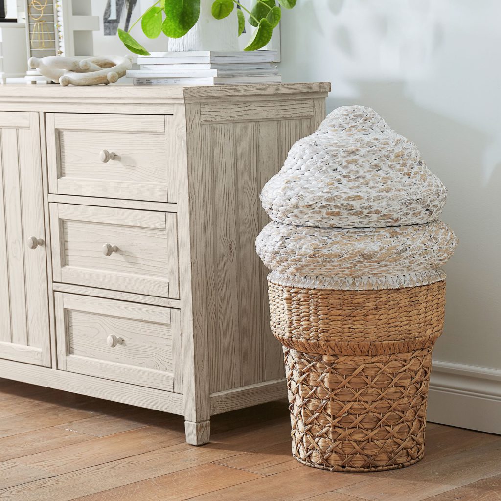 pottery barn ice cream cone hamper in praise of pretty wicker laundry baskets