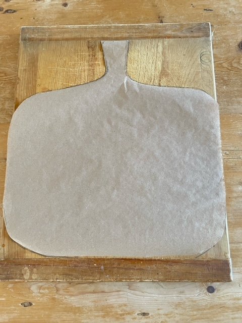 Interior Redoux vintage bread board from old cutting board on the happy list