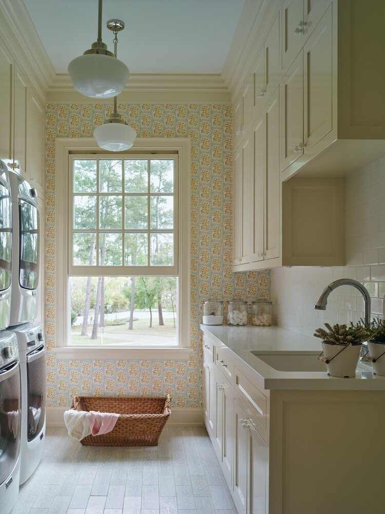 Ann Wolf Interior Decoration Yellow Cottage Laundry Room Kinkaid School Drive on the Happy List