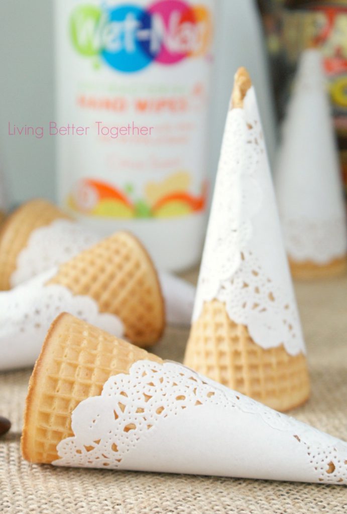 paper doily wrapped ice cream cones via sugar and soul on the happy list