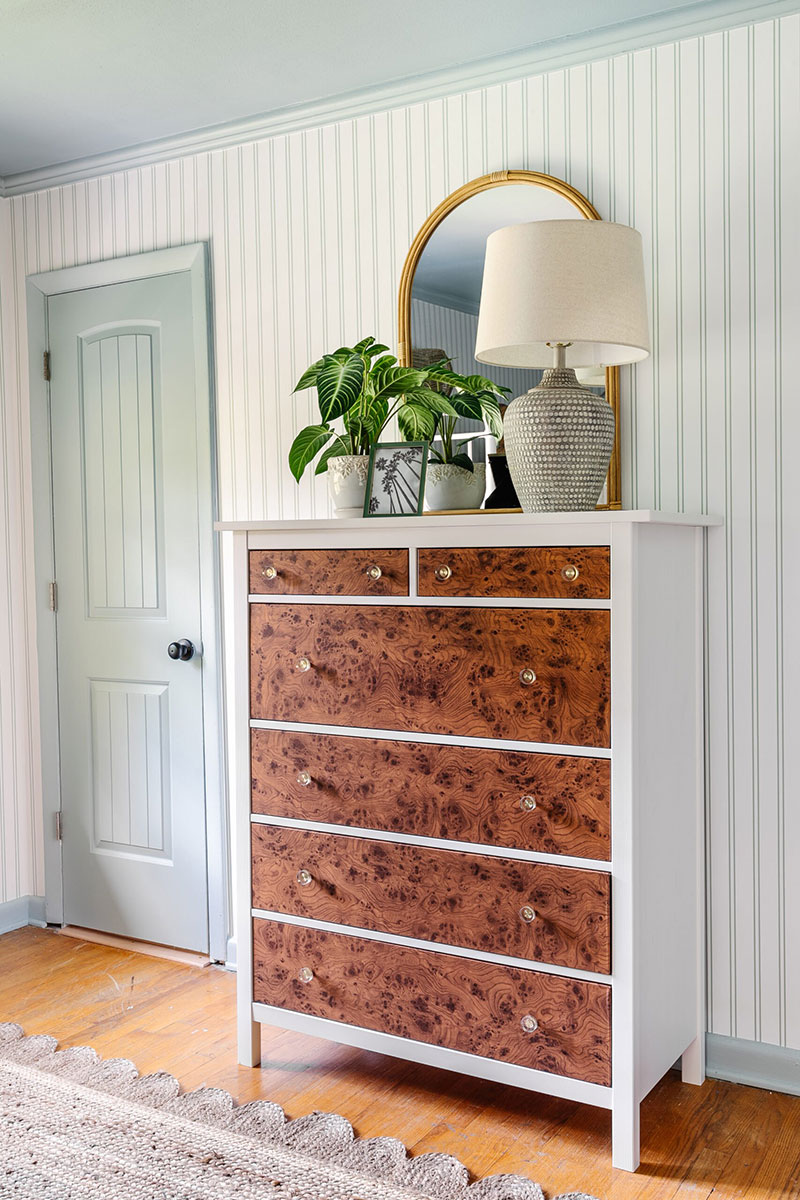 Blesser House DIY burl wood IKEA dresser hack on the happy list