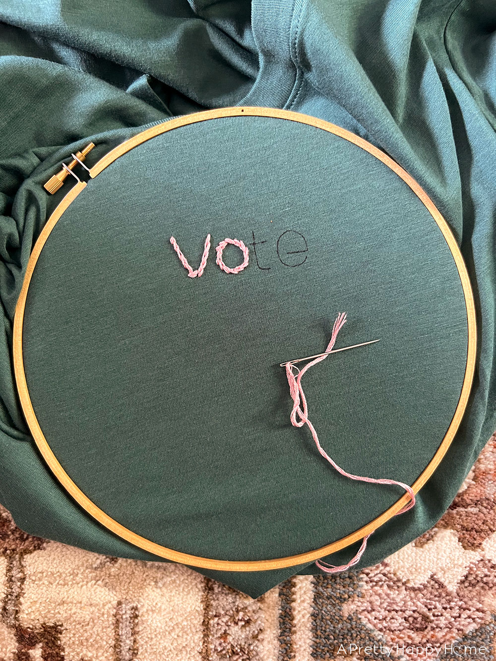 DIY Embroidered Vote T-Shirt how to embroider a t-shirt diy vote t-shirt