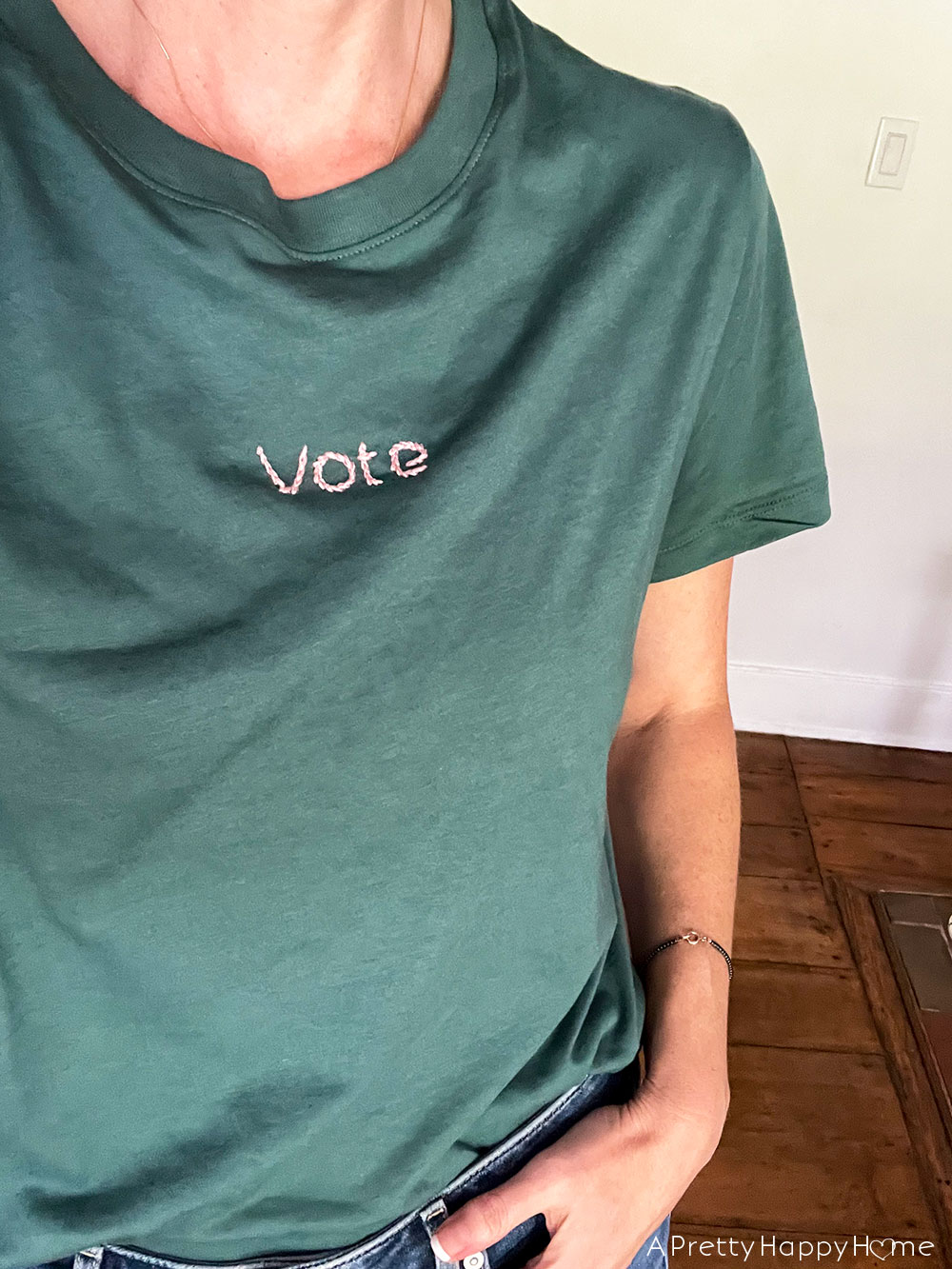 DIY Embroidered Vote T-Shirt how to embroider a t-shirt diy vote t-shirt