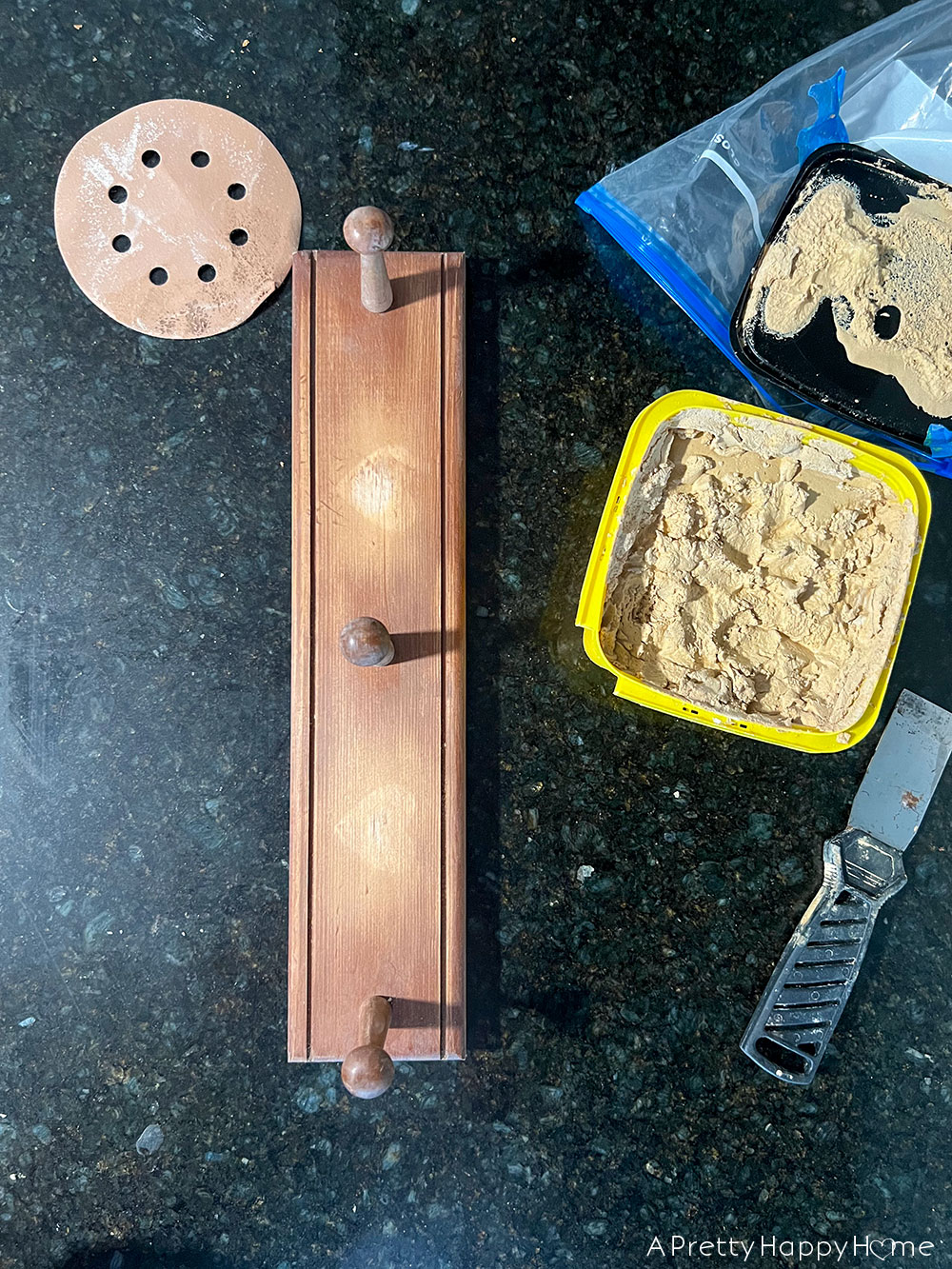 Kitchen Peg Rail Adds So Much Functionality Before picture of a thrift store peg rail getting a makeover