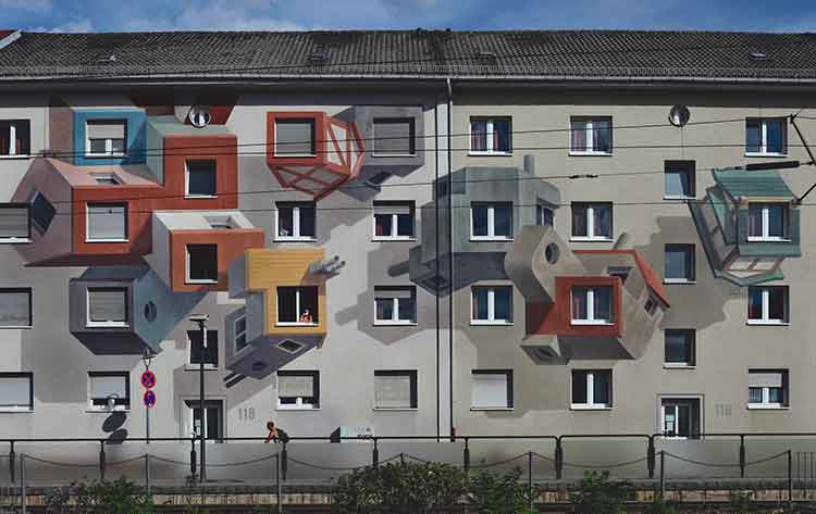 Cinta Vidal “Behind” (July 2022) in Ludwigshafen, Germany, for Muralu Street Art via this is colossal on the happy list
