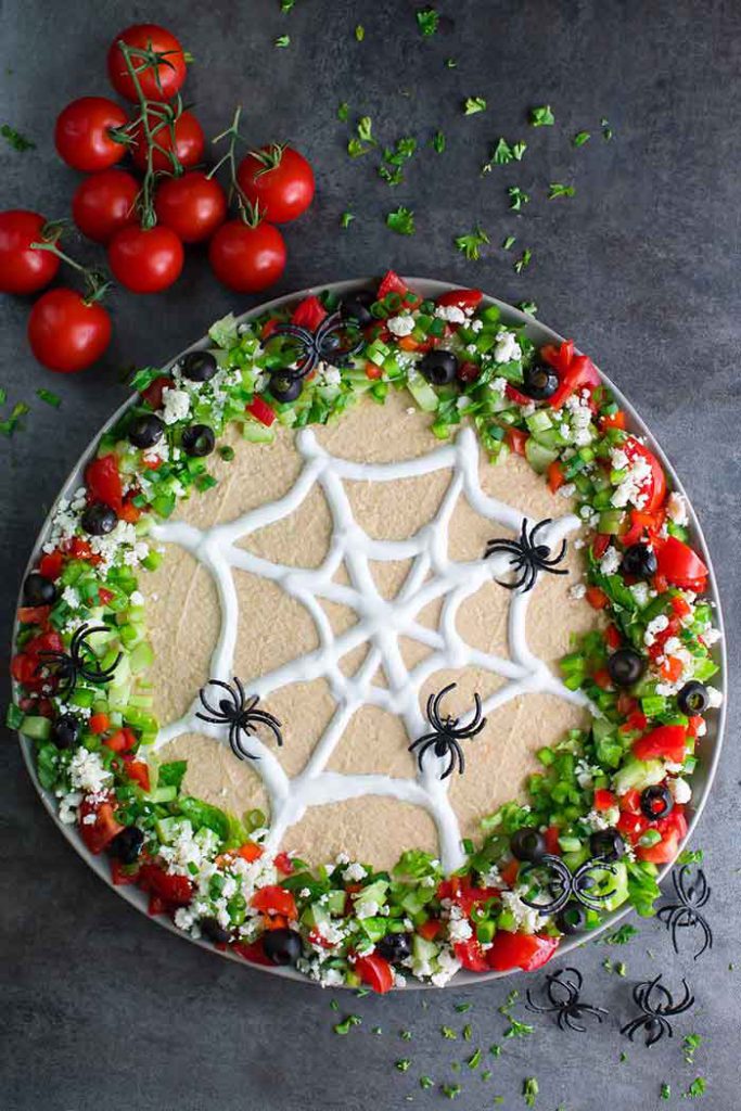 spiderweb hummus dip Peas and Crayons on the happy list