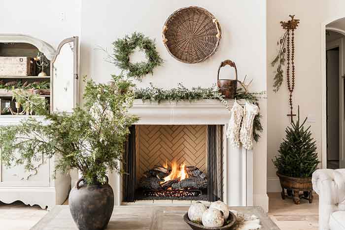 off center holiday decorating over a mantel Micah and Co on the happy list