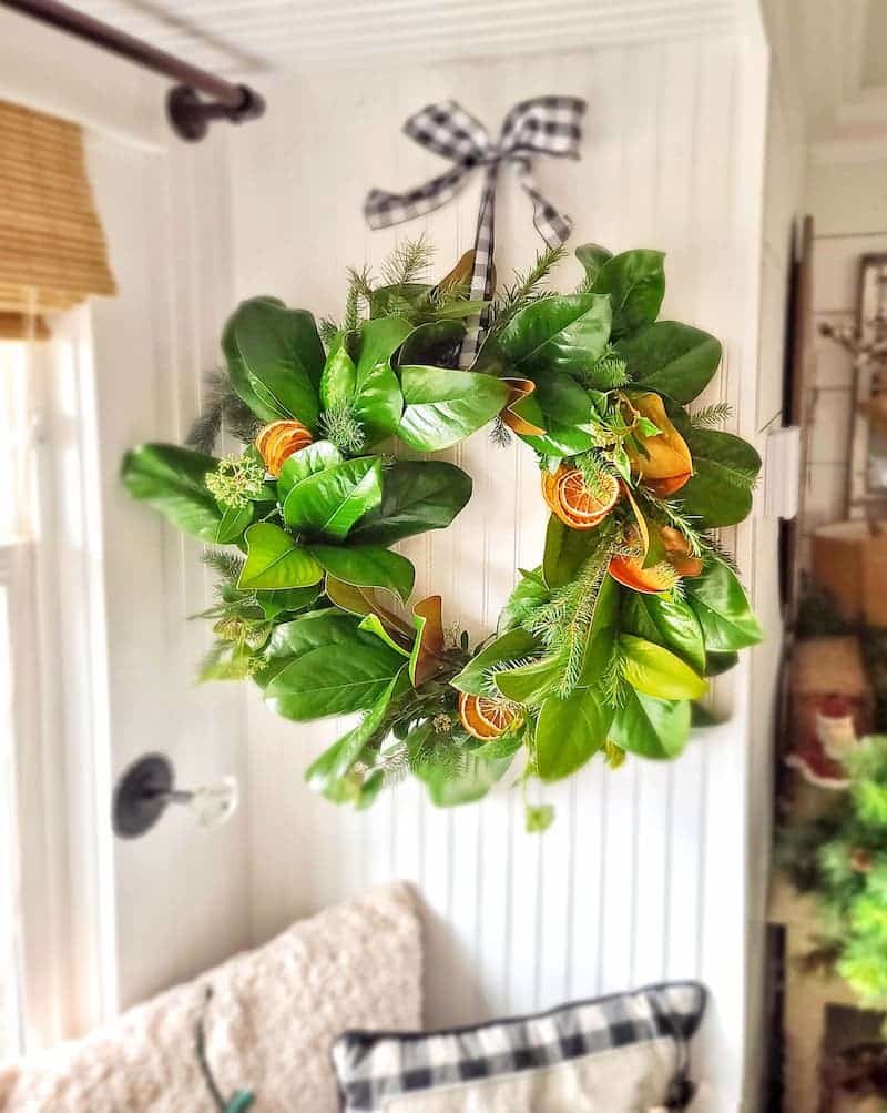 magnolia and dried orange wreath tutorial from shiplap and shells on the happy list