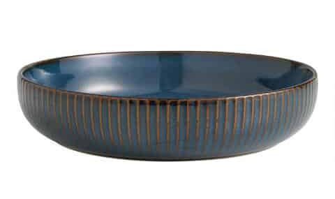 blue reactive glaze ribbed low bowl World Market in praise of blates pasta bowls
