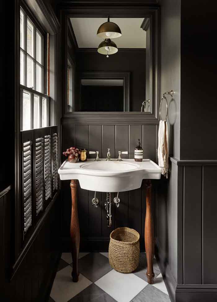 console sink with wood legs by becca interiors on the happy list
