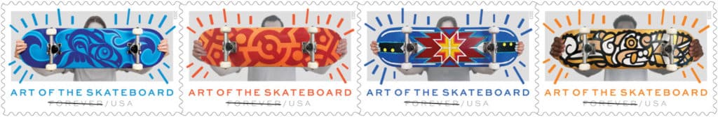 art of the skateboard USPS skateboard stamps 2023 on the happy list