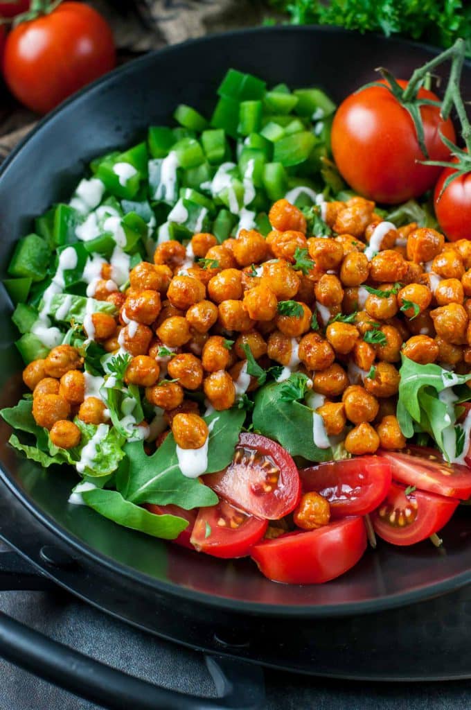 easy buffalo chickpea salad recipe from Peas and Crayons on the happy list