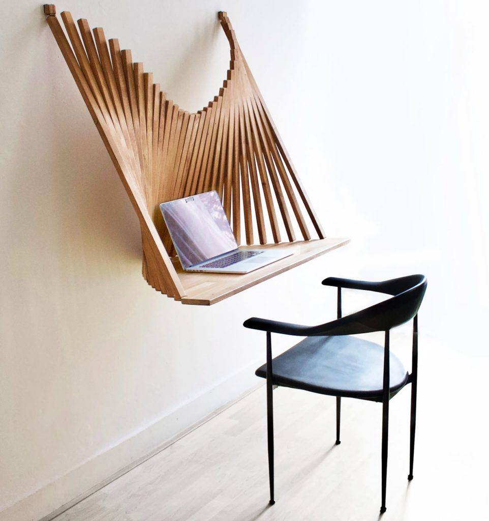 Amsterdam-based designer Robert van Embricqs custom folding wood desk via This is Colossal on the happy list
