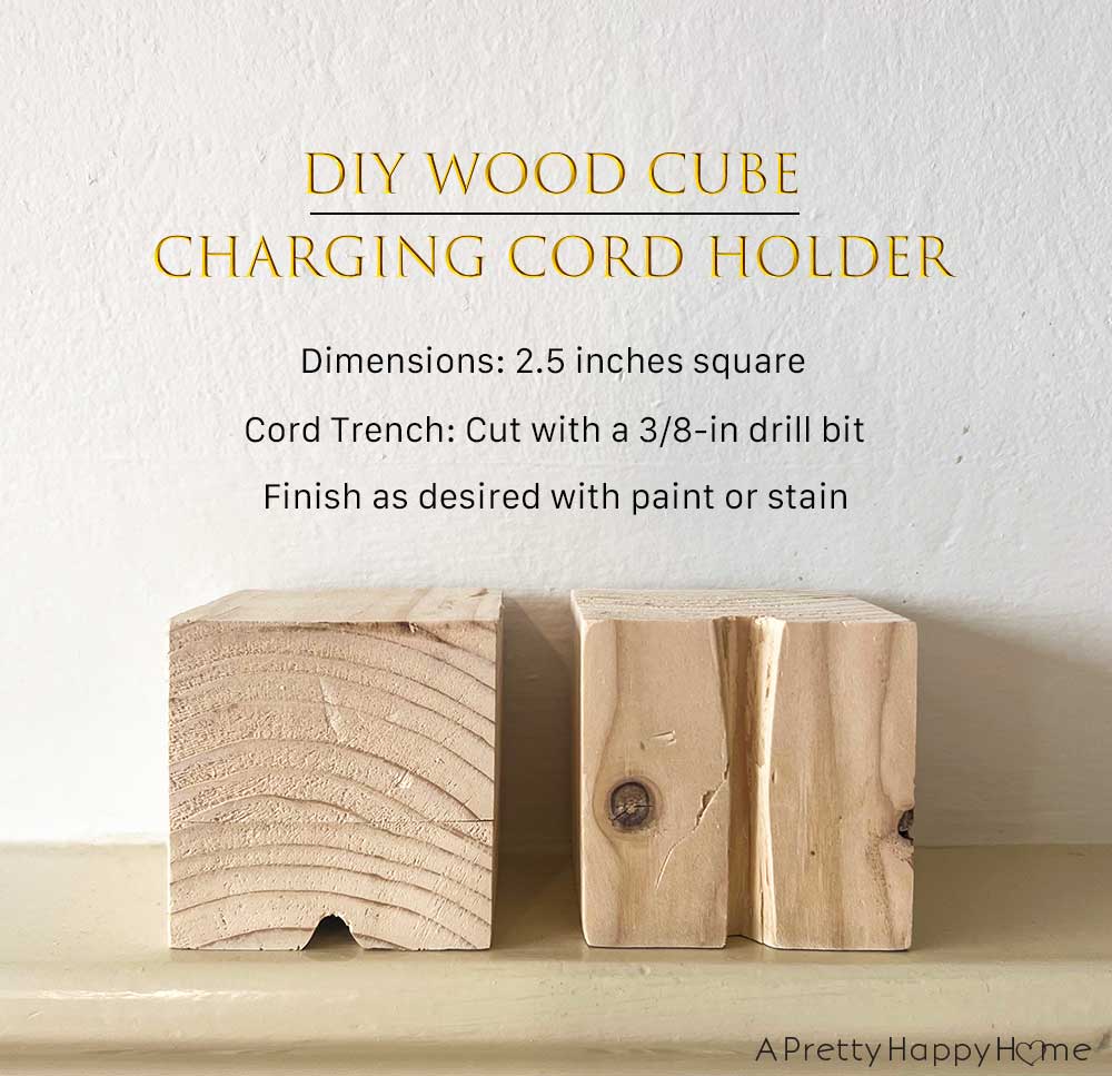 DIY wood cube cord holder charging cord holder made from wood cube