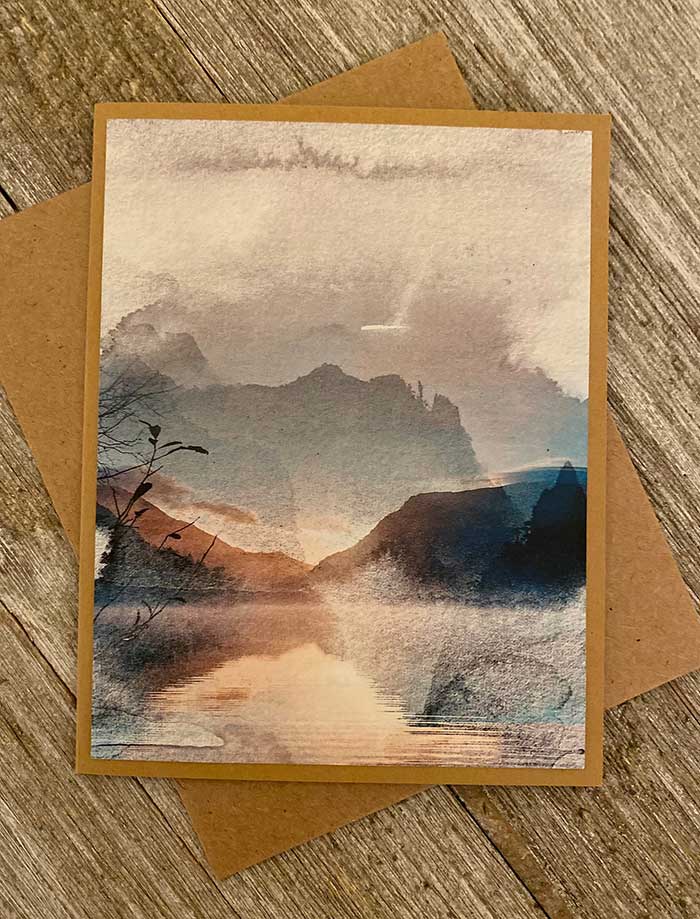 mountain watercolor greeting card by Carol 1 Creations on Etsy in praise of watercolor greeting cards