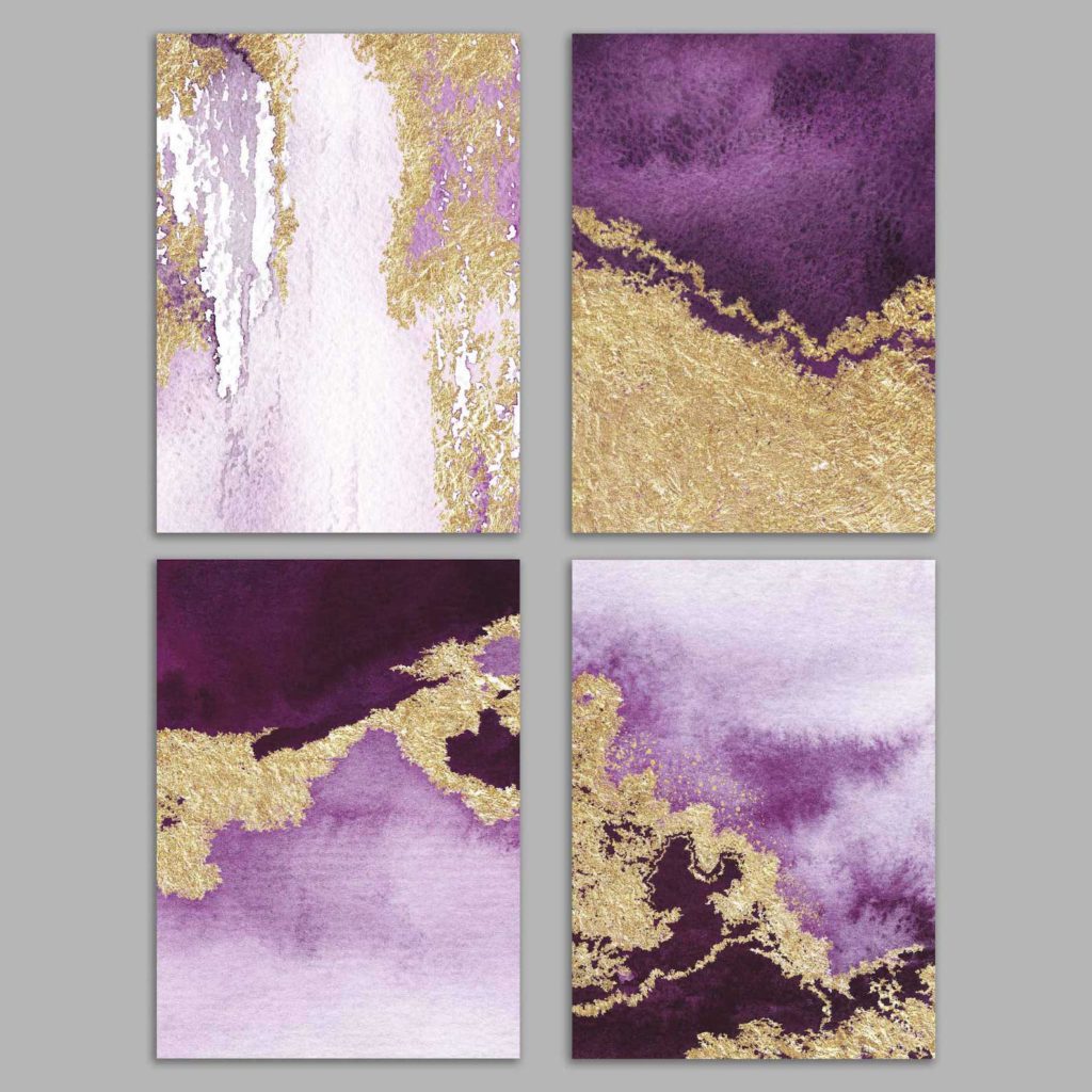 purple watercolor and gold greeting cards by The Ritzy Rose on Etsy in praise of watercolor greeting cards
