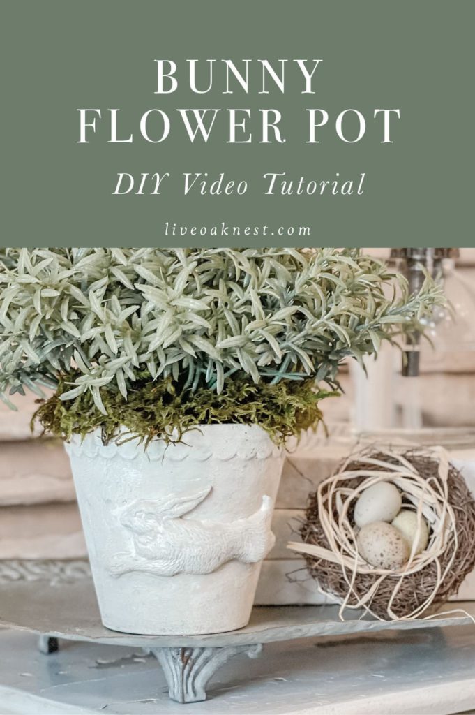 bunny flower pot diy with paper clay and design mold from Live Oak Nest on the happy list