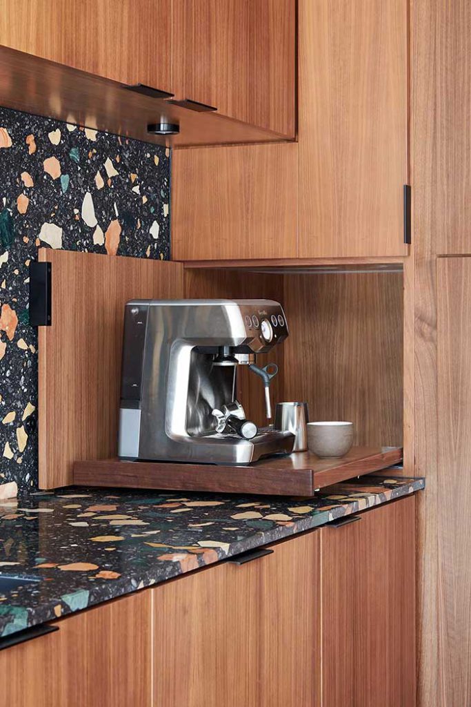 Mariko Reed. Project by Karina Marshall of Blaine Marshall kitchen with tricky corner turned into coffee station on the happy list