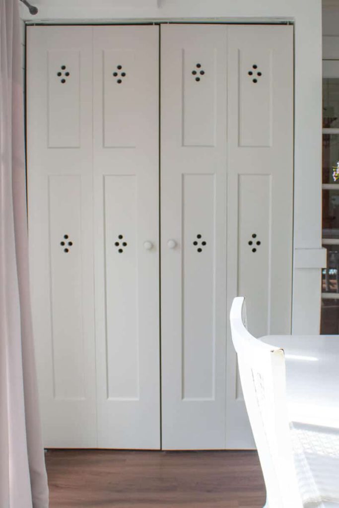 diy upgraded bifold doors with ventilation dots from the honeycomb home on the happy list