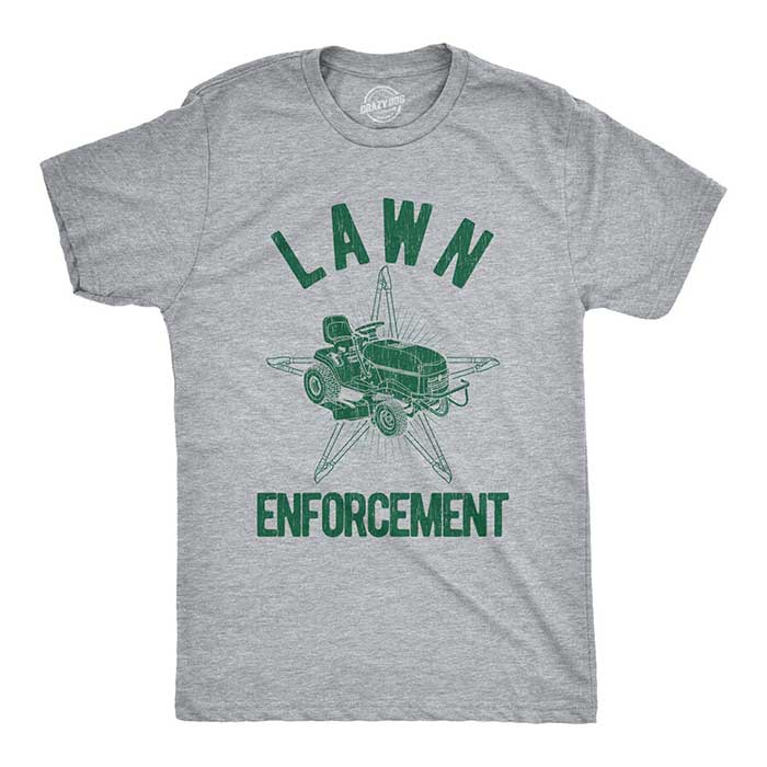 lawn enforcement t-shirt from etsy seller crazy dog t-shirts fun gardening finds