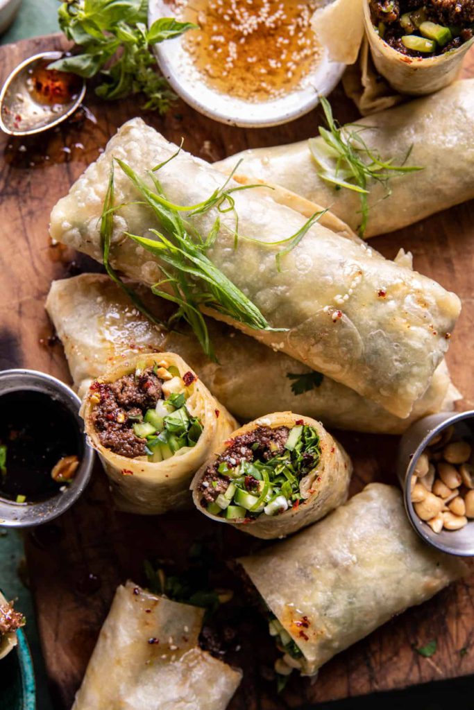 20 minute thai basil beef rolls from half baked harvest on the happy list