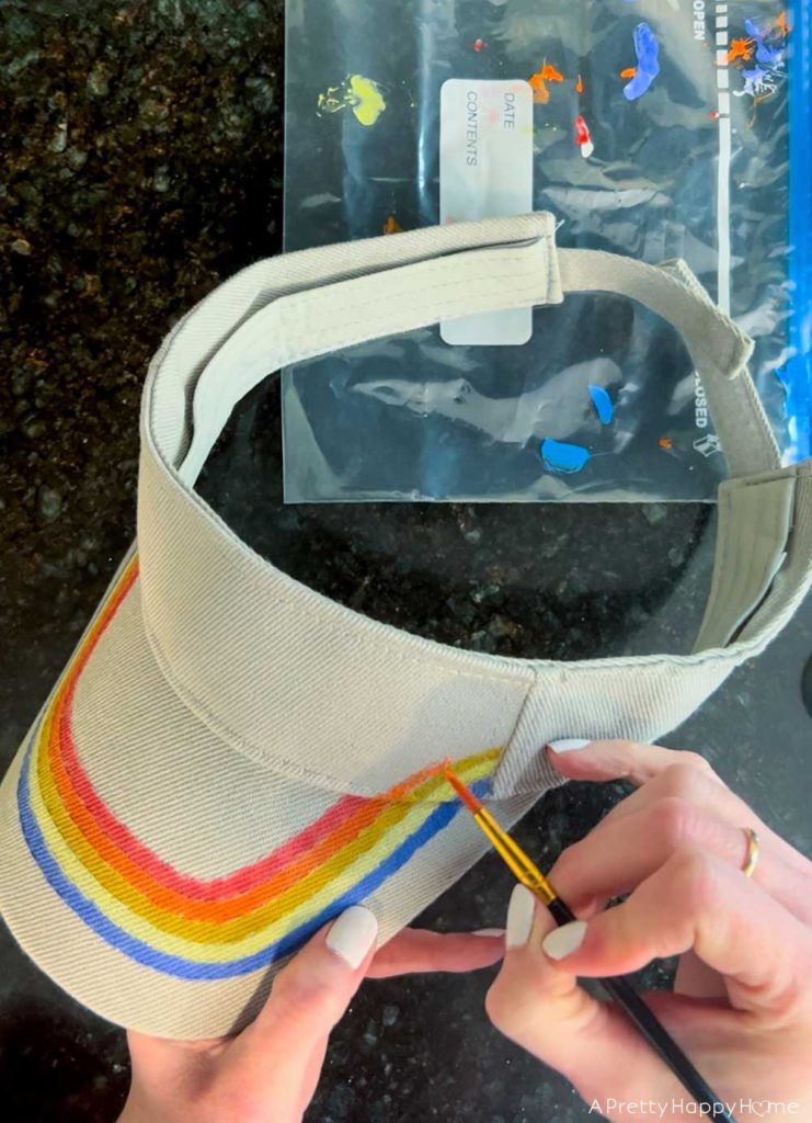 diy retro stripe painted visor or hat use fabric paint to paint stripes on a visor or hat