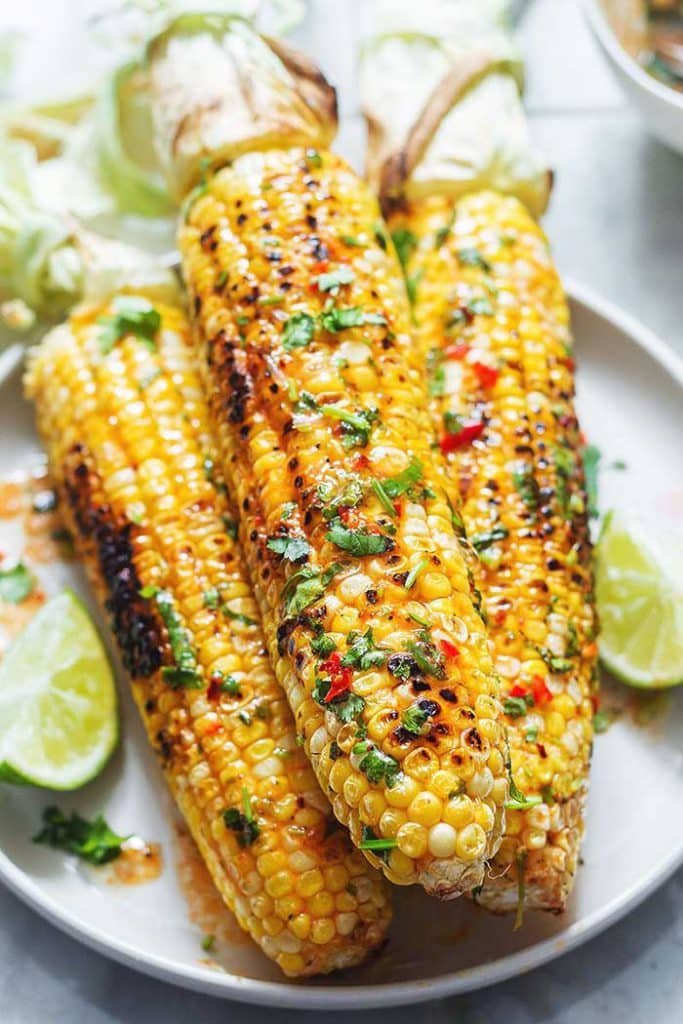 grilled chili lime corn on the cob from eat well 101 on the happy list