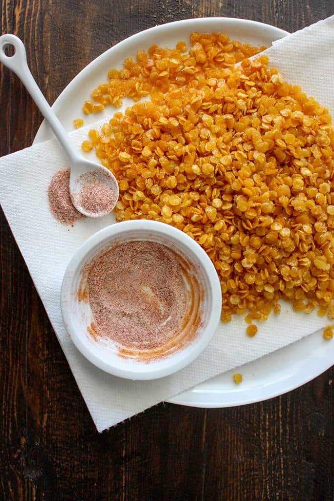 pan fried red lentils to pair with roasted red pepper soup from Yes To Yolks on the happy list