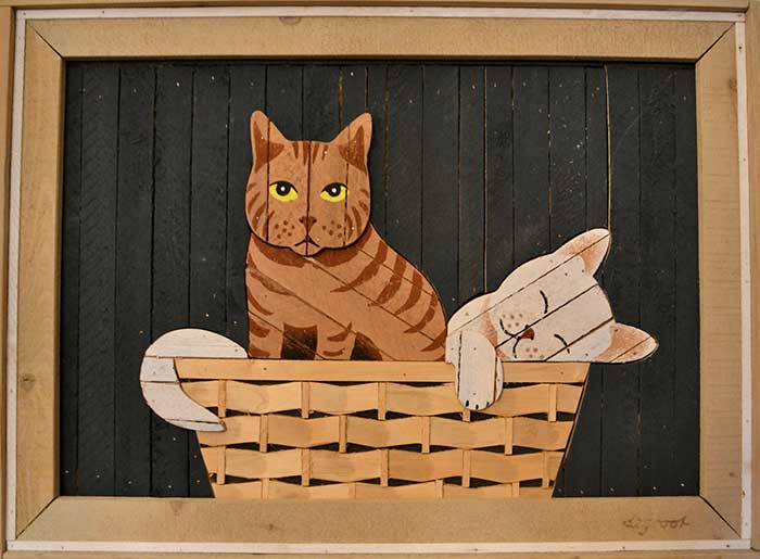 theodore degroot cat wood lath art via samson vintage on etsy in praise of lath art