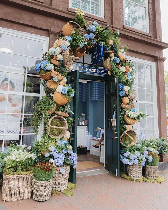 basket display over store entrance to hill house home image by @grayladygirl via instagram on the happy list