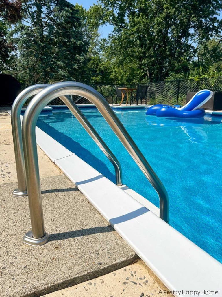 painted metal pool coping using marine grade paint by rustoleum 