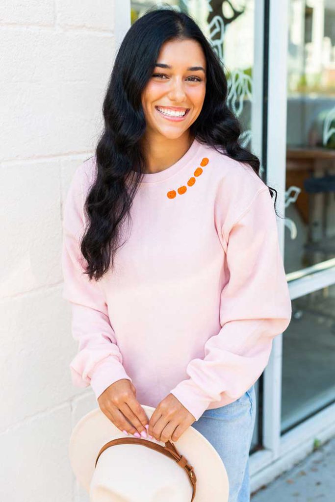 pumpkin collar sweatshirt by united monograms on the happy list