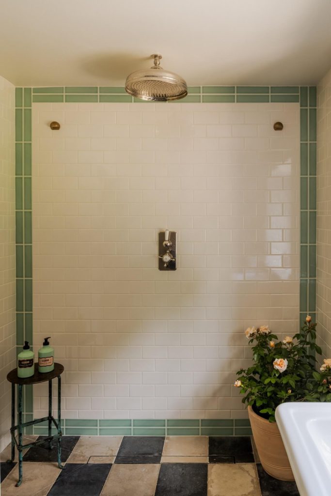 shower with rose bush in it design by clarence and graves via Nordroom on the happy list