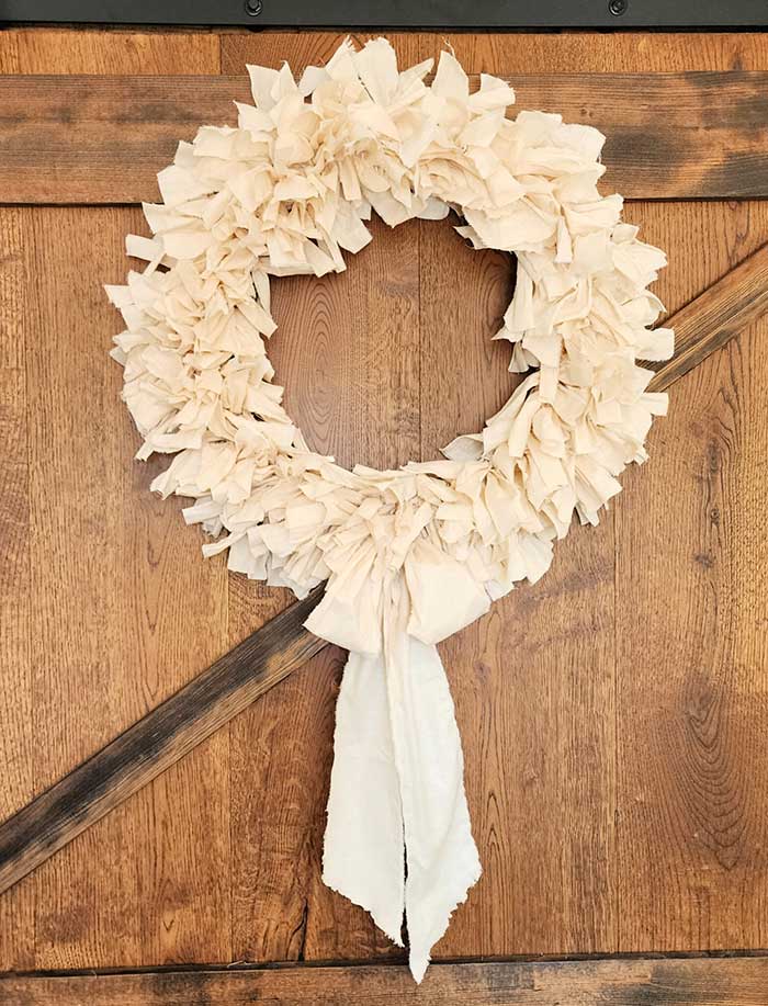 rag wreath with torn cloth strips by twelveOeight on the happy list