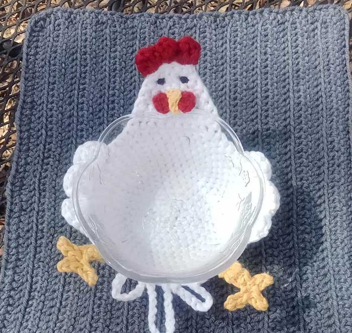 chicken crochet bowl cozy from elaines crochet studio via etsy in praise of bowl cozies