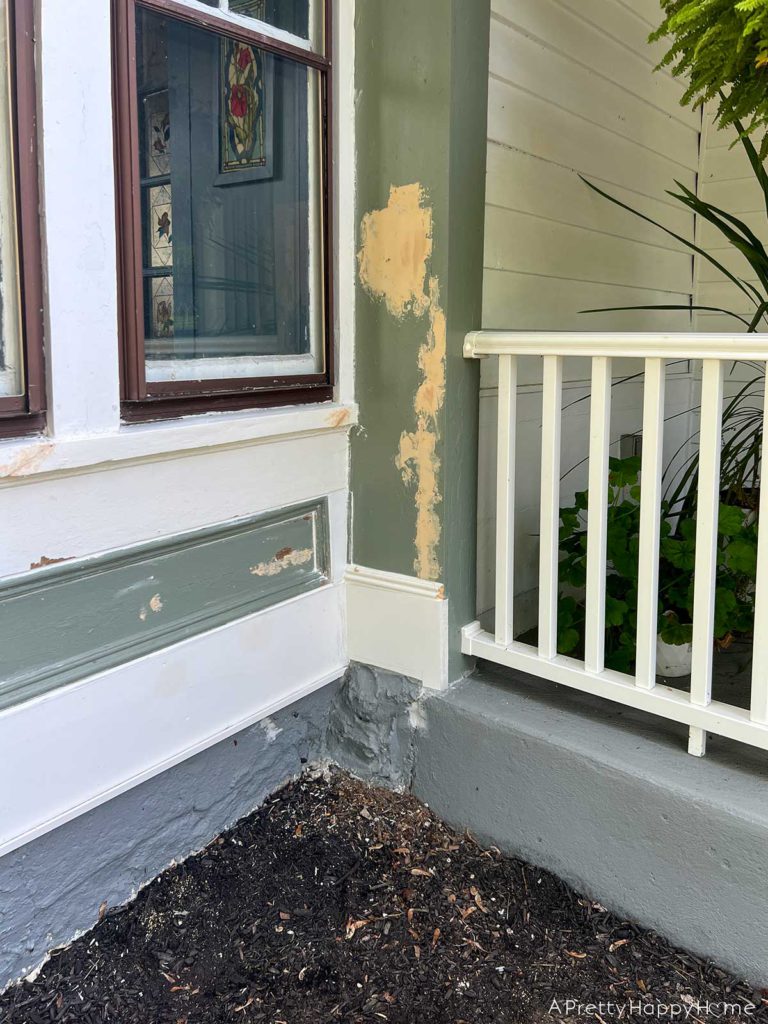 Caulk, Cracks, and Home Maintenance. Wood siding maintenance, scraping chipping paint, sanding, repainting on an old house