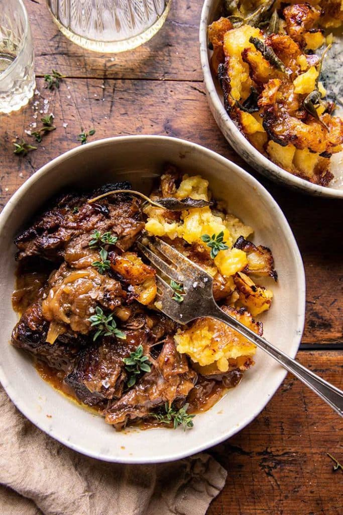 cider braised pot roast with crispy sage butter potatoes from half baked harvest on the happy list