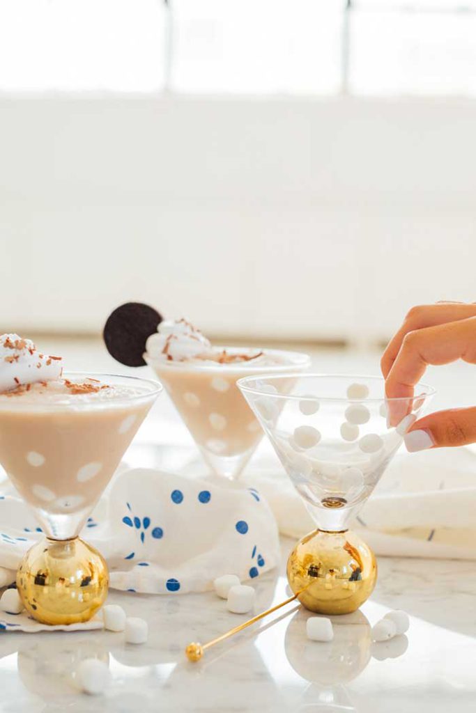 cookies and creme frozen espresso martini recipe from sugar and cloth featuring international delight creamer on the happy list