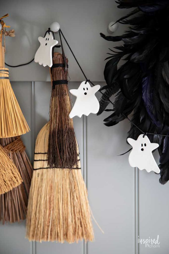 diy clay ghost garland for halloween by Inspired By Charm on the happy list