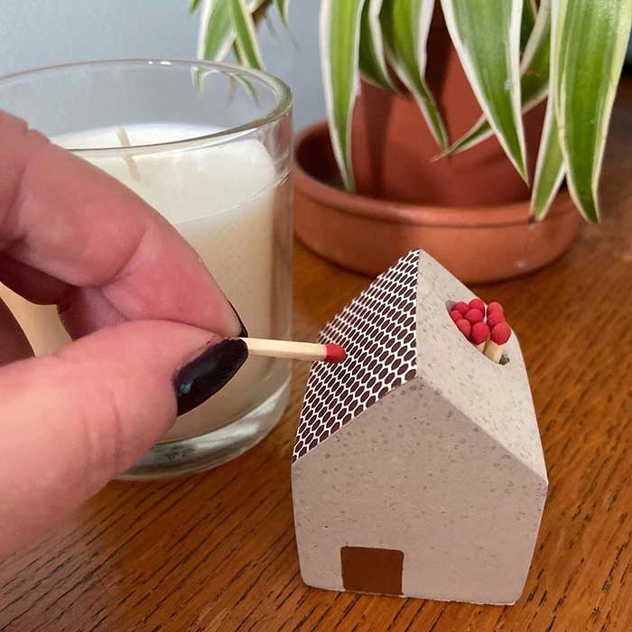 concrete house match holder by nicmannmade via etsy in praise of pretty matchstick holders