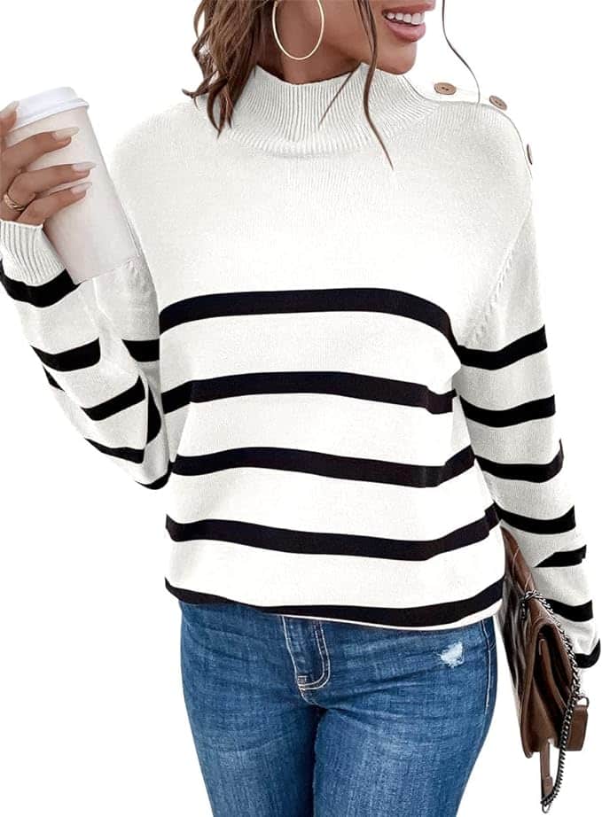 white and black holiday sweater longyuan via amazon on the happy list