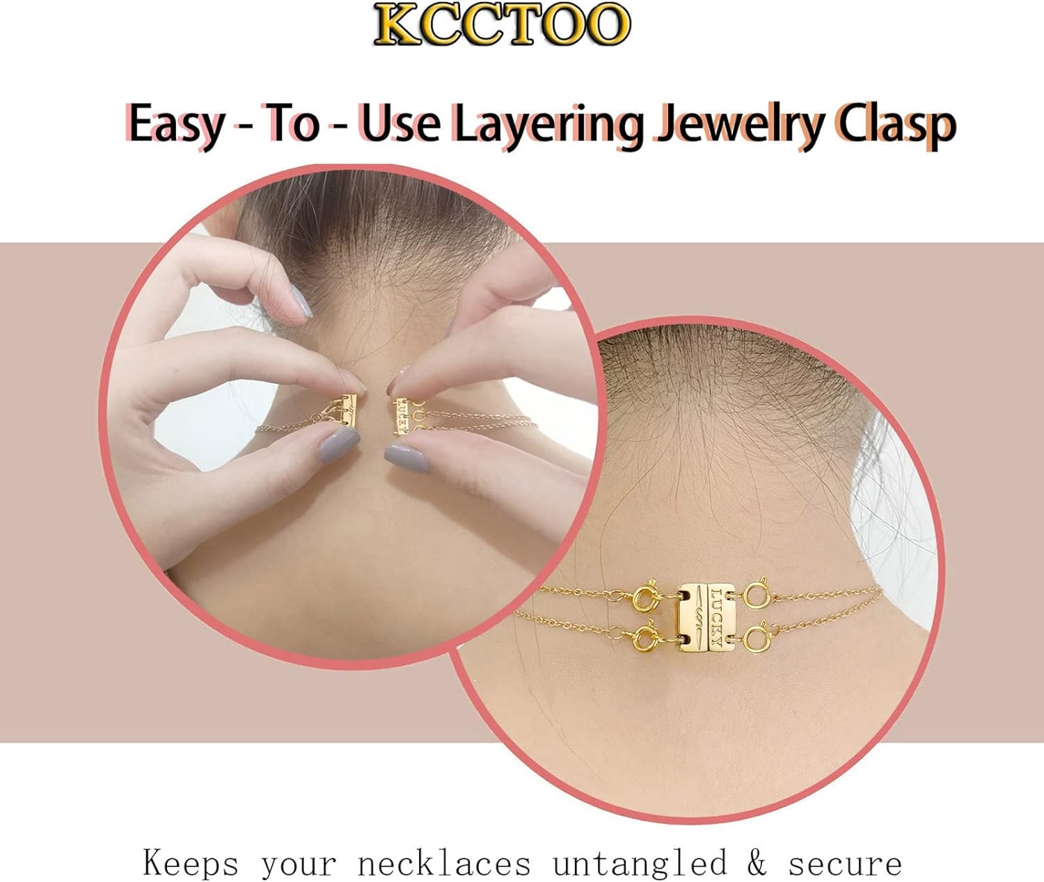 jewelry layering clasp to wear two necklaces without them tangling via amazon on the happy list