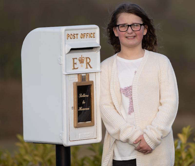 matilda handy with postbox to heaven idea in the uk via swns and good news network on the happy list