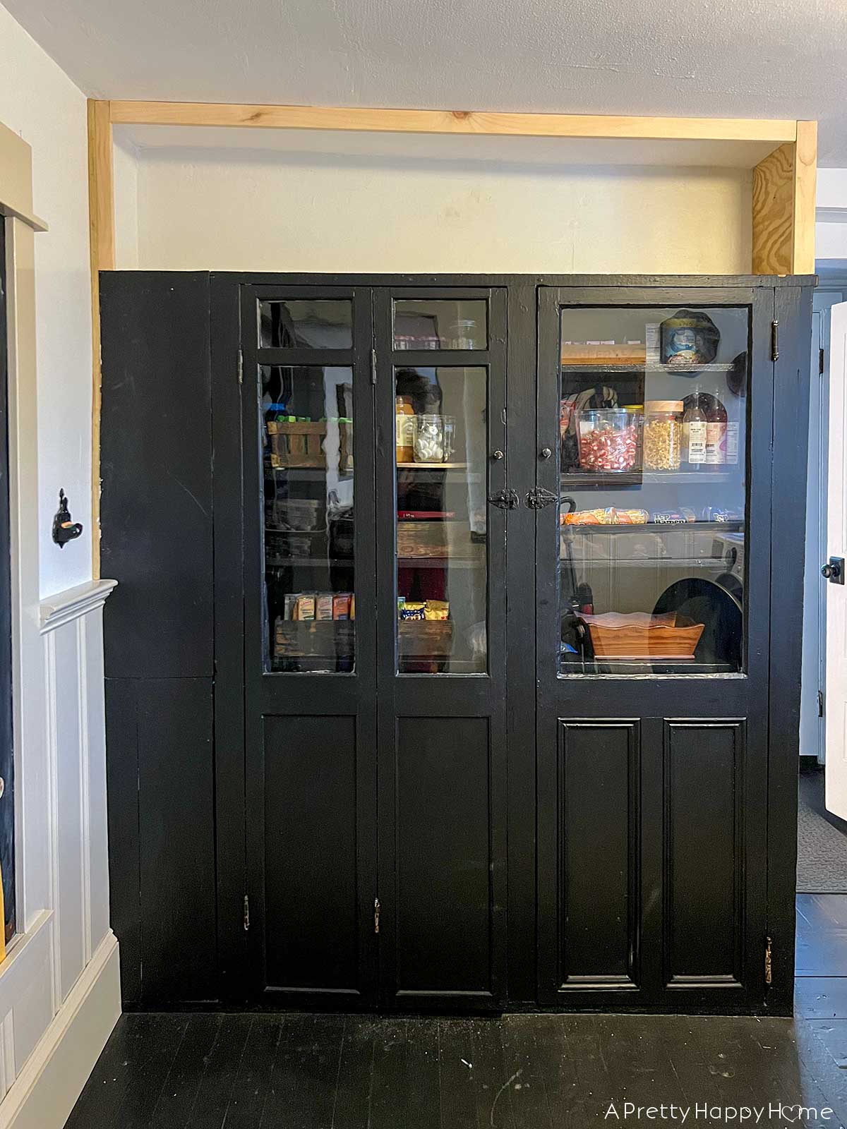 built in black pantry cabinet in a colonial farmhouse gross to gorgeous pantry cabinet transformation vintage pantry cabinet