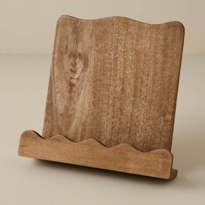 scalloped wood cookbook holder from magnolia in praise of pretty tablet stands