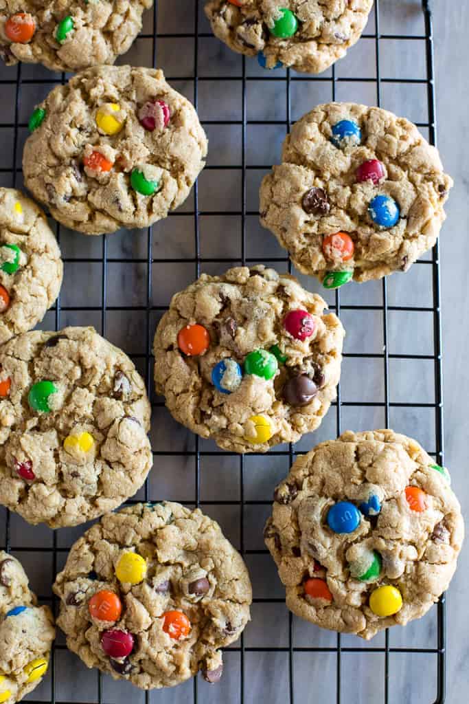 thick and chewy monster cookies from tastes better from scratch on the happy list