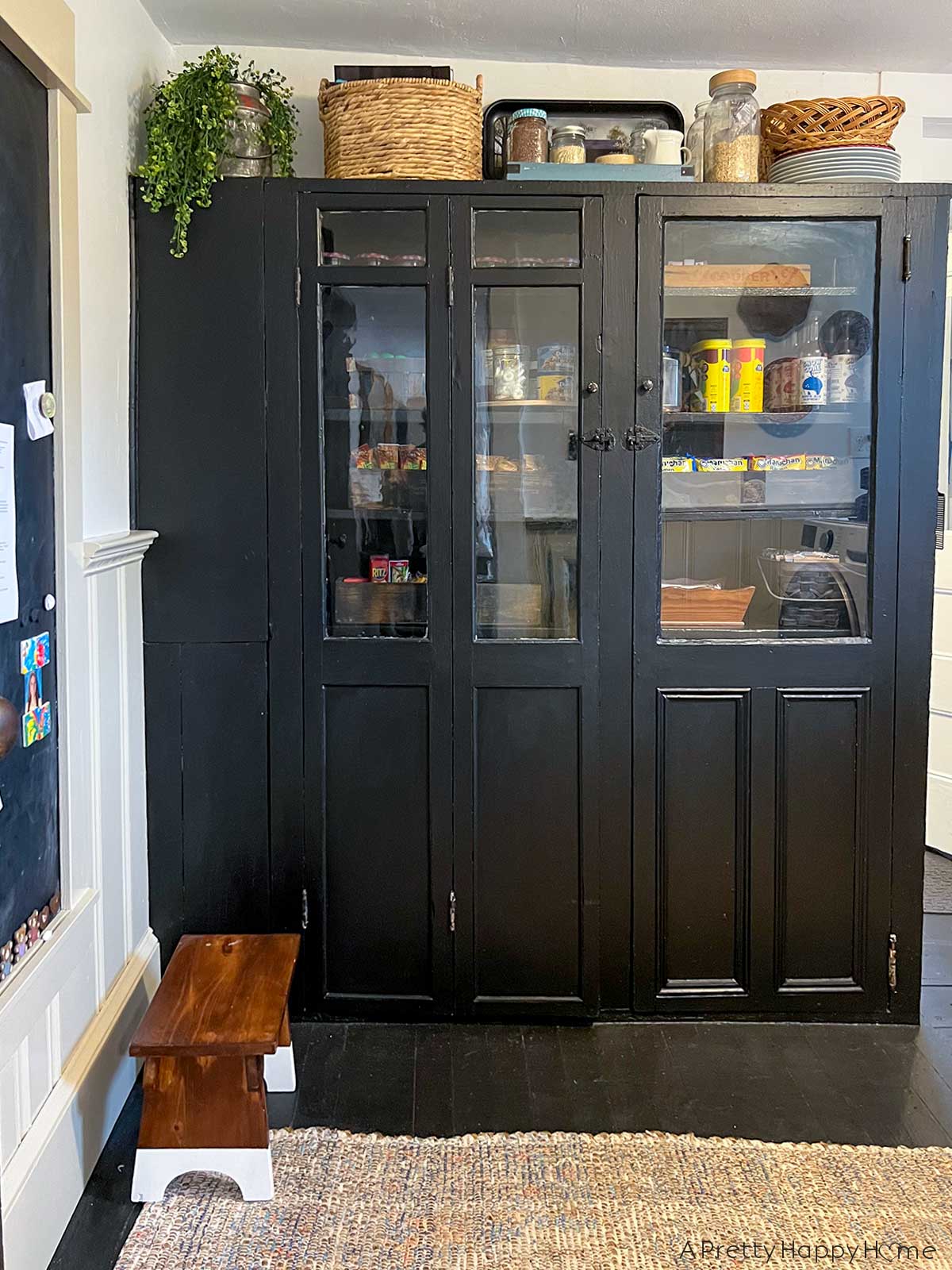 BEFORE built in black pantry cabinet in a colonial farmhouse gross to gorgeous pantry cabinet transformation vintage pantry cabinet