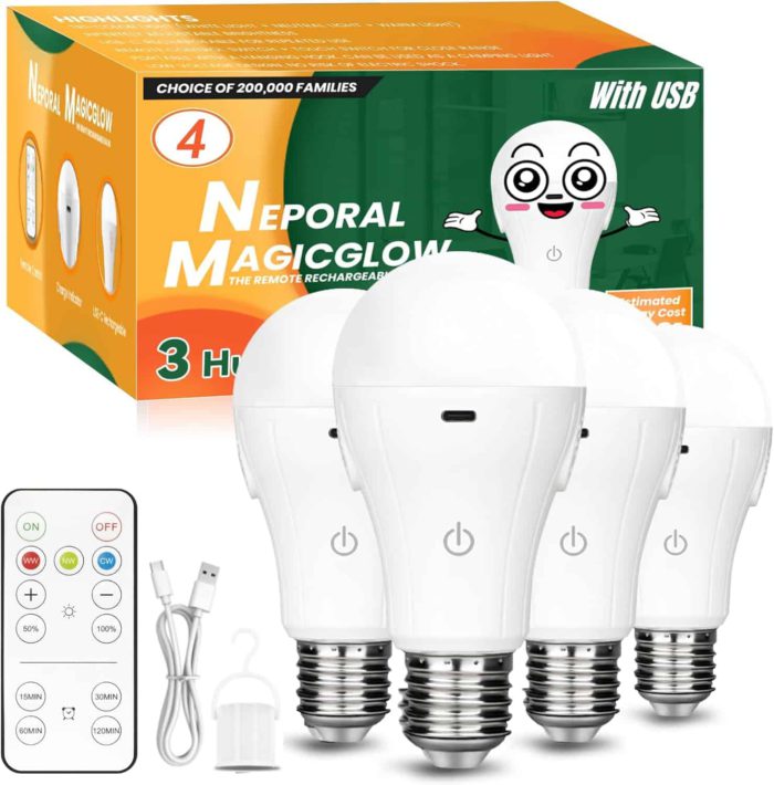 rechargeable light bulbs by neporal via amazon