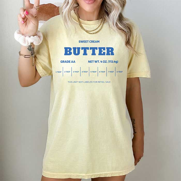 butter t shirt from bakery tee co on the happy list