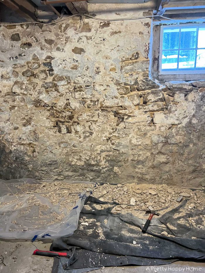 what we didn't anticipate when repointing our stone walls in the basement ourselves repointing stone walls takes a lot of time Stone Windowsills and Wooden Doorsills